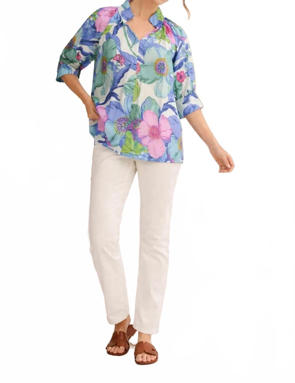 NEW JODIFL bold floral top in royal mix